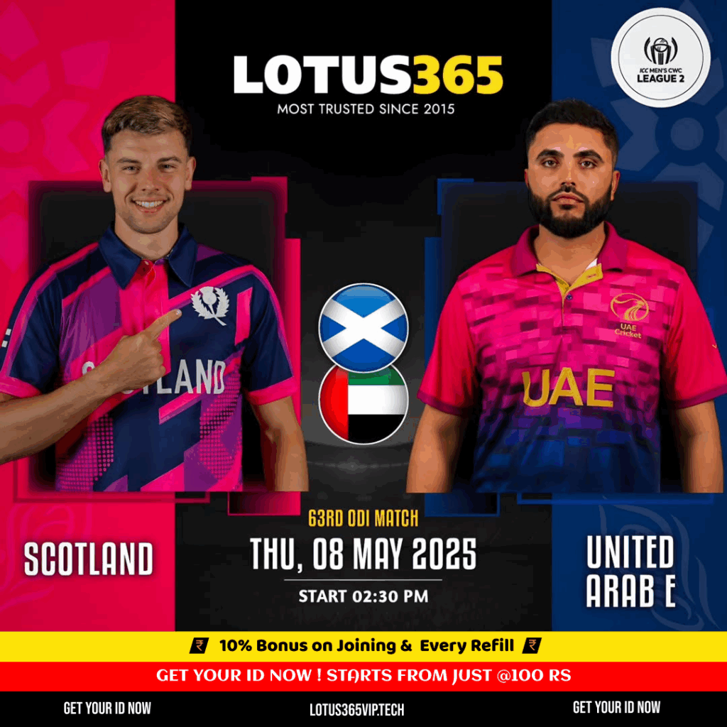 ICC Cricket World Cup League Two 2023-27: Scotland vs United Arab Emirates, 63rd Match | Lotus365 vip | Lotus 365 | lotus book io